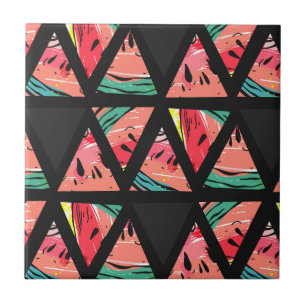 Hand gezeichnetes abstraktes Wassermelone-Muster Fliese
