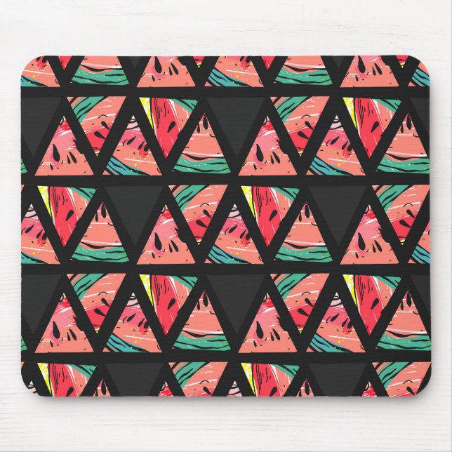 Hand gezeichnetes abstraktes Wassermelone-Muster Mousepad (Vorne)
