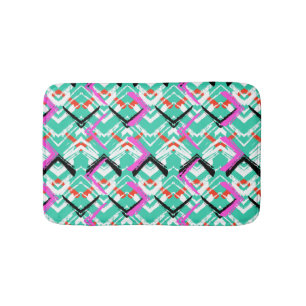 Hand gezeichnetes aquamarines Zickzack-Muster Badematte