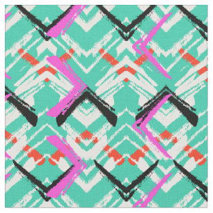 Hand gezeichnetes aquamarines Zickzack-Muster Stoff