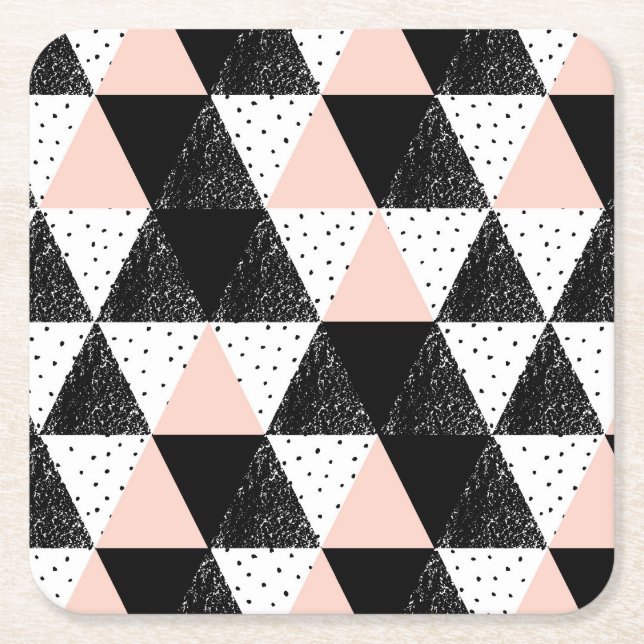 Hand gezeichnetes Dreieck-geometrisches Muster Rechteckiger Pappuntersetzer (Vorderseite)