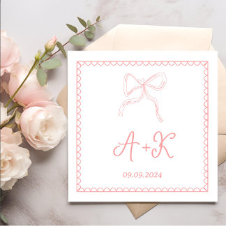 Hand gezeichnetes Französisch-rosa-Hochzeitsmonogr Serviette