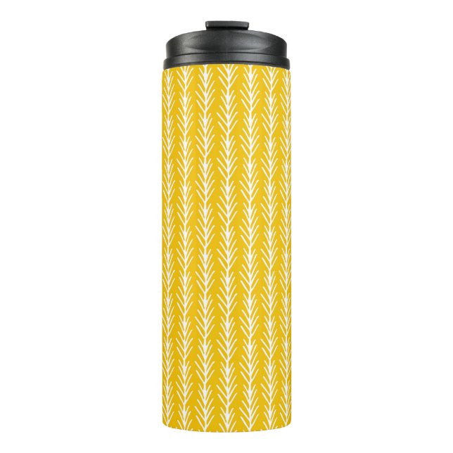 Hand gezeichnetes Goldweizen-Muster Thermosbecher (Vorderseite)