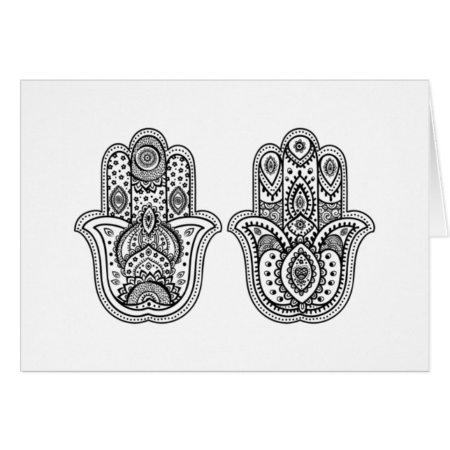 Hand gezeichnetes Hamsa mit Verzierungen (Vorderseite (Horizontal))