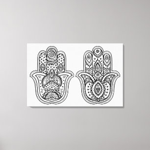Hand gezeichnetes Hamsa mit Verzierungen 6 Leinwanddruck