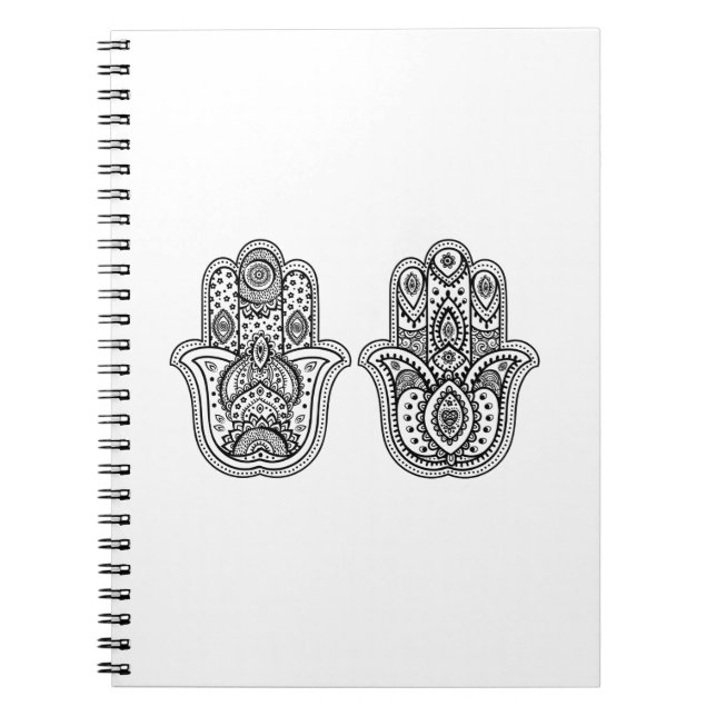 Hand gezeichnetes Hamsa mit Verzierungen Notizblock (Vorderseite)
