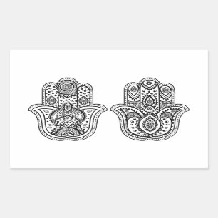 Hand gezeichnetes Hamsa mit Verzierungen Rechteckiger Aufkleber