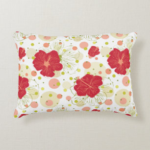 Hand gezeichnetes Hibiskus-Muster Dekokissen