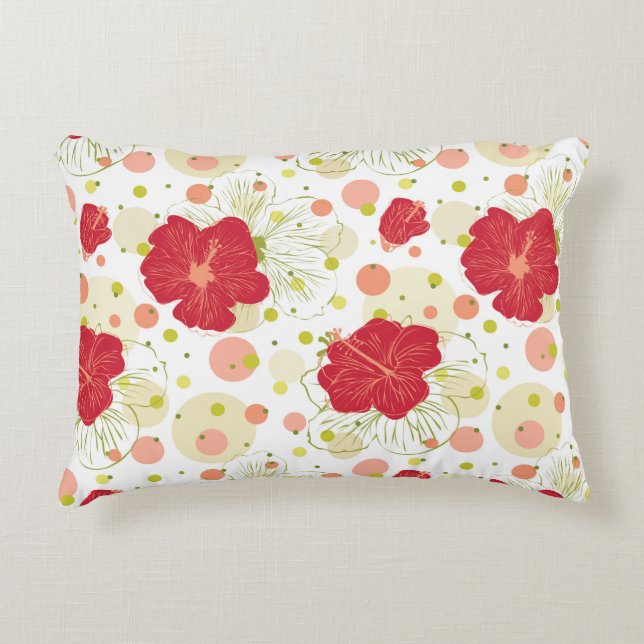 Hand gezeichnetes Hibiskus-Muster Dekokissen (Vorderseite)