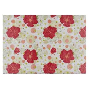 Hand gezeichnetes Hibiskus-Muster Schneidebrett