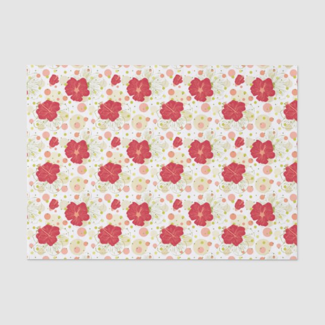 Hand gezeichnetes Hibiskus-Muster Seidenpapier (Vorderseite)