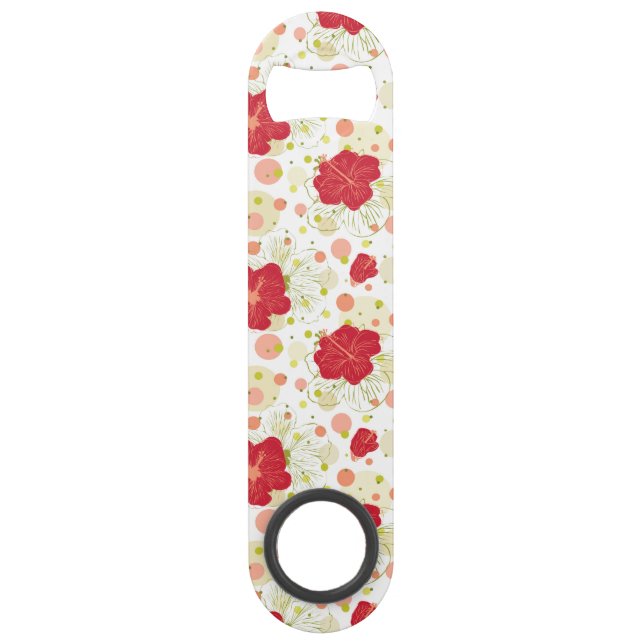Hand gezeichnetes Hibiskus-Muster Speedflaschenöffner (Vorderseite)