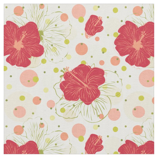 Hand gezeichnetes Hibiskus-Muster Stoff (Nahaufnahme)