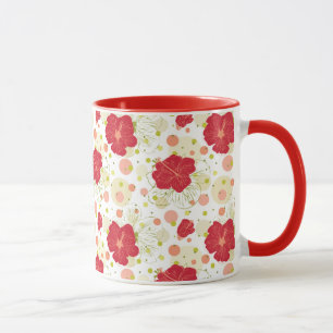 Hand gezeichnetes Hibiskus-Muster Tasse