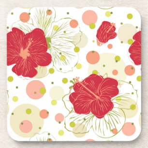 Hand gezeichnetes Hibiskus-Muster Untersetzer