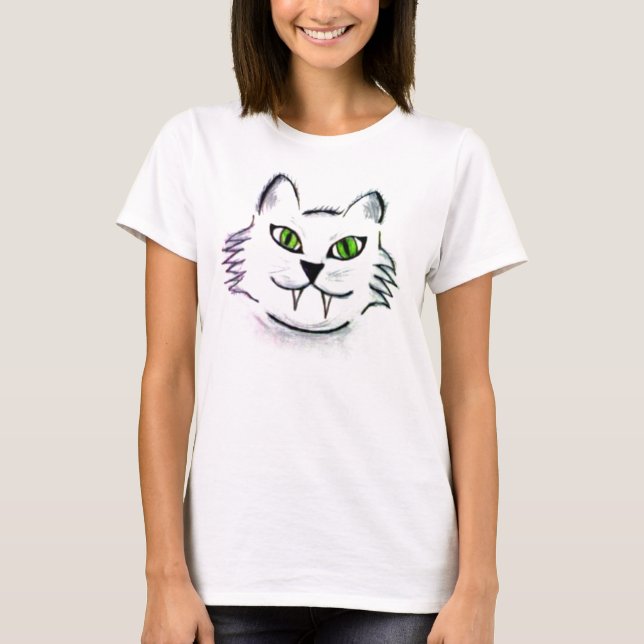 Hand-gezeichnetes Katzen-Shirt T-Shirt (Vorderseite)