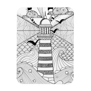 Hand gezeichnetes Leuchtturm-Gekritzel Magnet