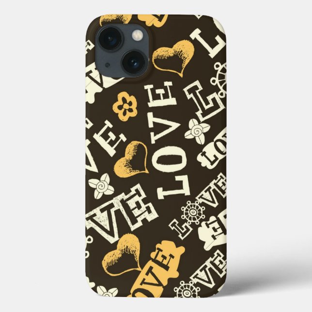 Hand gezeichnetes Liebe-Muster Case-Mate iPhone Hülle (Rückseite)