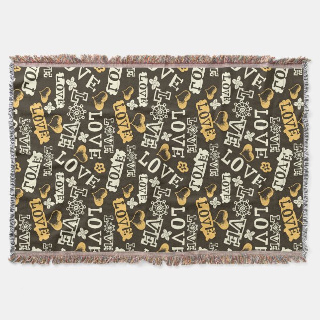 Hand gezeichnetes Liebe-Muster Decke (Vorderseite)