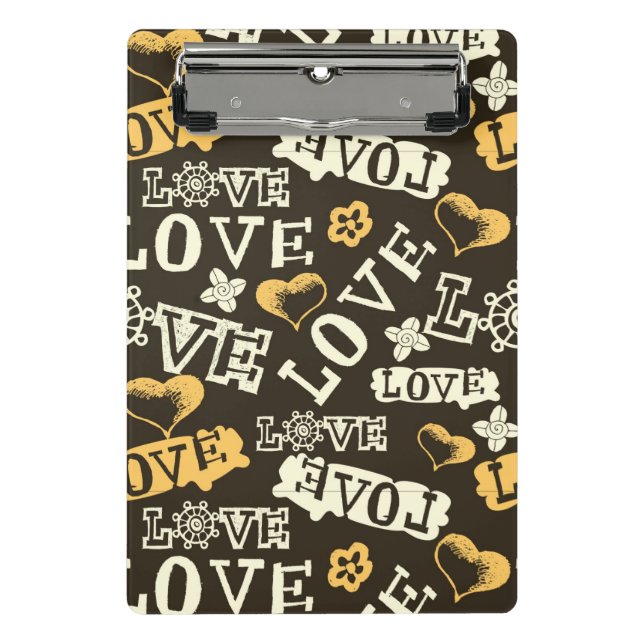 Hand gezeichnetes Liebe-Muster Mini Klemmbrett (Vorderseite)