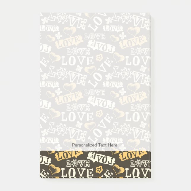 Hand gezeichnetes Liebe-Muster Post-it Klebezettel (Vorderseite)