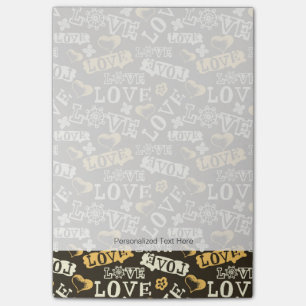 Hand gezeichnetes Liebe-Muster Post-it Klebezettel