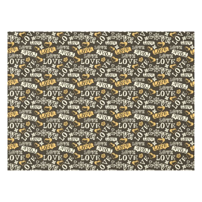 Hand gezeichnetes Liebe-Muster Tischdecke (Vorderseite (Horizontal))