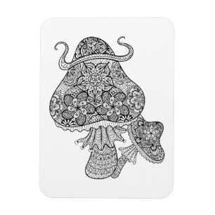 Hand gezeichnetes magisches Pilz-Gekritzel Magnet