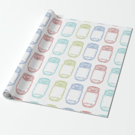 Hand gezeichnetes Maurer-Glas in 4 Farben Geschenkpapier