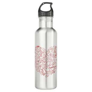 Hand gezeichnetes Mittelgekritzel-Logo Edelstahlflasche