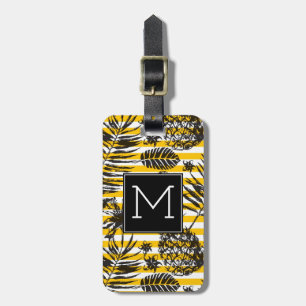 Hand gezeichnetes Monogramm der Ananas- Gepäckanhänger