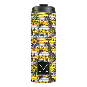 Hand gezeichnetes Monogramm der Ananas- Thermosbecher