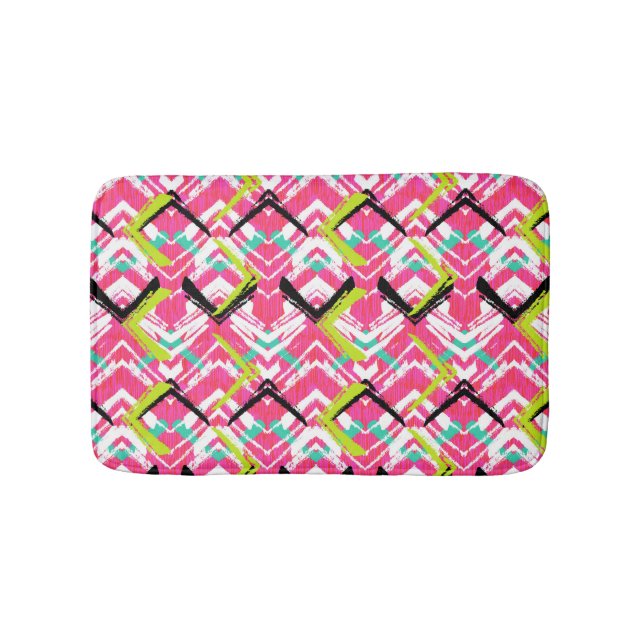 Hand gezeichnetes rosa Zickzack-Muster Badematte (Vorderseite)