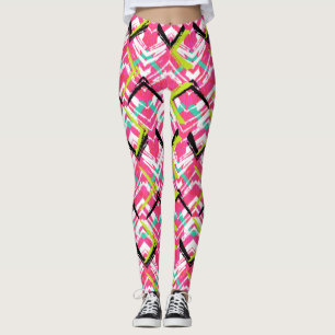 Hand gezeichnetes rosa Zickzack-Muster Leggings