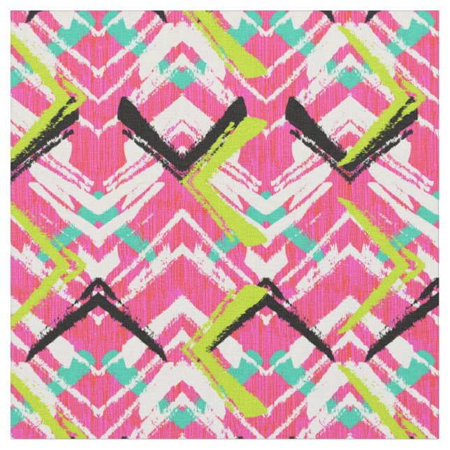 Hand gezeichnetes rosa Zickzack-Muster Stoff (Nahaufnahme)