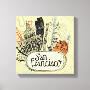 Hand gezeichnetes San Francisco Leinwanddruck