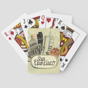 Hand gezeichnetes San Francisco Spielkarten