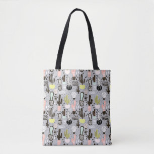 Hand gezeichnetes strukturiertes Kaktus-Muster Tasche