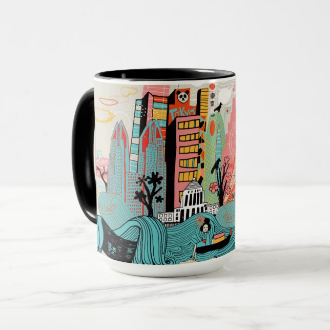 Hand gezeichnetes Tokyo Japan Tasse (Vorderseite Links)