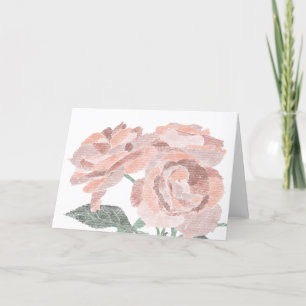Hand gezogene Rose Blankokarte Dankeskarte