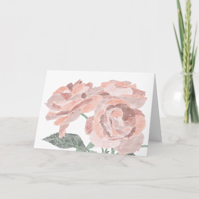 Hand gezogene Rose Blankokarte Dankeskarte (Vorderseite)