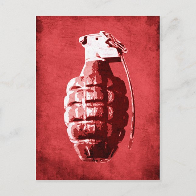 Hand Grenade auf Rot Postkarte (Vorderseite)