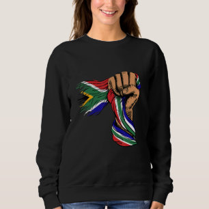HAND HALTE ALTE FLAGGE Südafrikanische Flagge Vint Sweatshirt