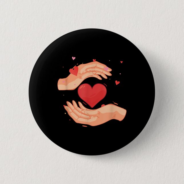 Hand Heart Wohltätigkeit Volunteering Kindness Spe Button (Vorderseite)