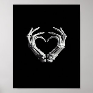 Hand Herz Skeletton Knochen Spooky Girls Teens Poster
