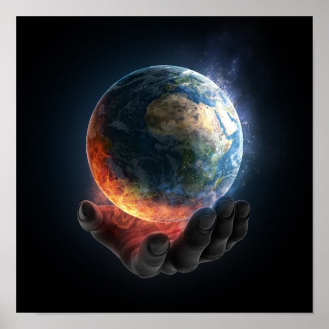 Hand Holding Earth Poster (Vorne)