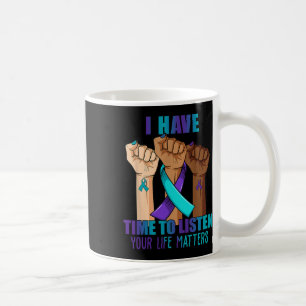 Hand, ich habe Zeit, mir die Suizidprävention vor Kaffeetasse