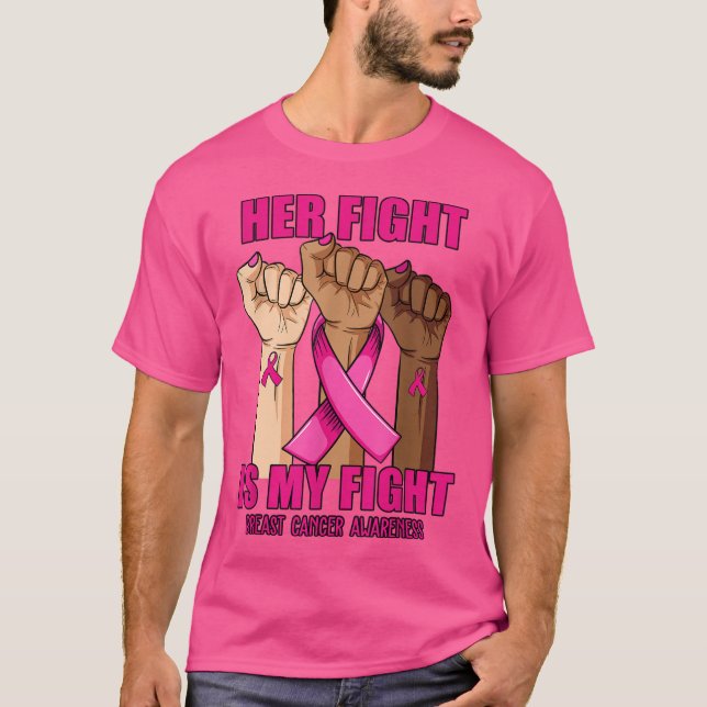 Hand ihr Kampf ist mein Brustkrebsbewusstsein T-Shirt (Vorderseite)