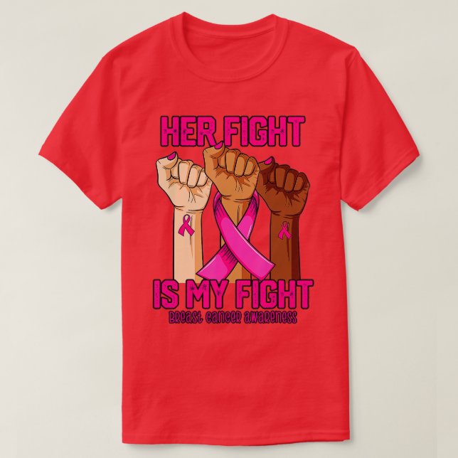 Hand ihr Kampf ist mein Brustkrebsbewusstsein T-Shirt (Design vorne)
