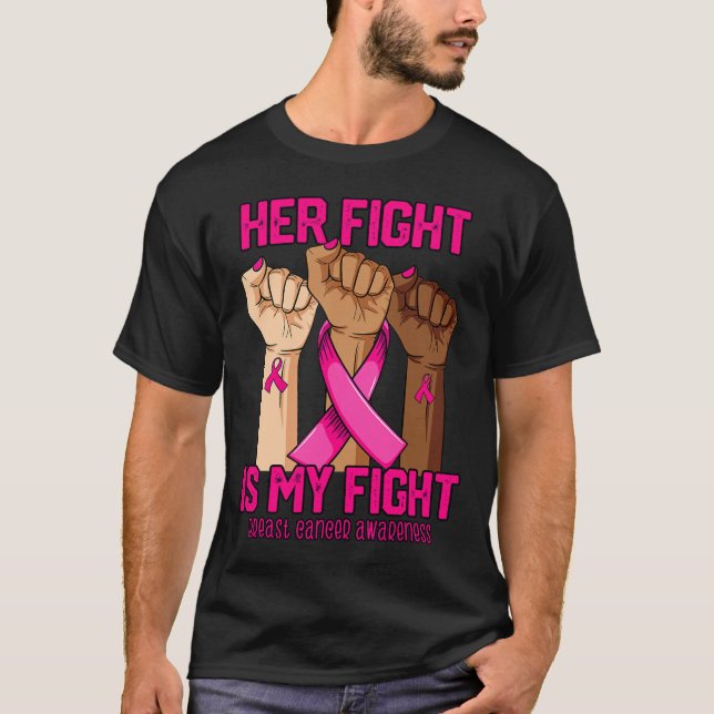 Hand ihr Kampf ist mein Brustkrebsbewusstsein T-Shirt (Vorderseite)